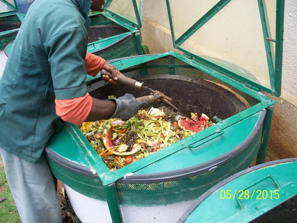 Composting at home in an Indian urban kitchen using a Marigold composter